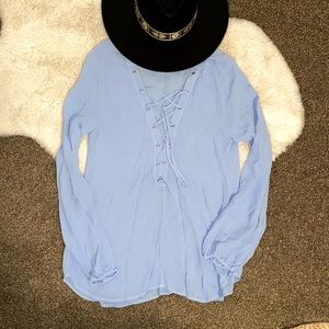 Periwinkle blue sheer blouse